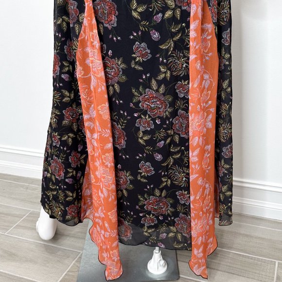 Anthropologie Laia Ines Floral Print Contrast Maxi Dress in Black Motif Size S - Picture 16 of 17